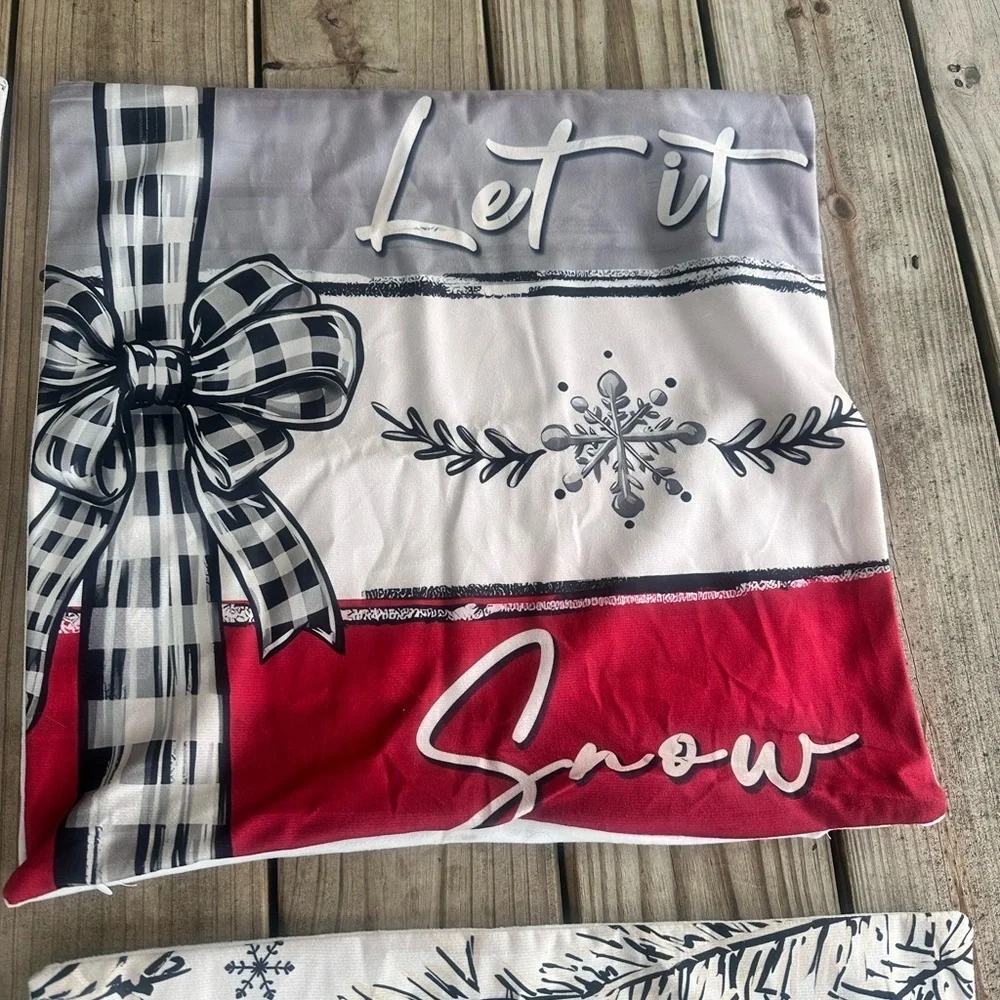 Holiday Time Red and Gray Christmas Pillow Covers